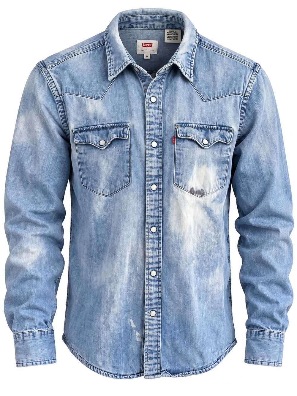Levi’s Men’s Distressed Denim Western Pearl Snap Shirt Size Medium